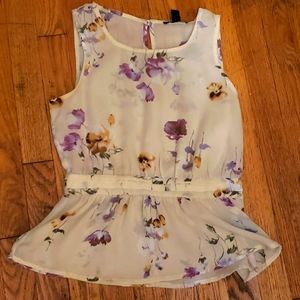 Forever 21 Flower Printed Beige Top